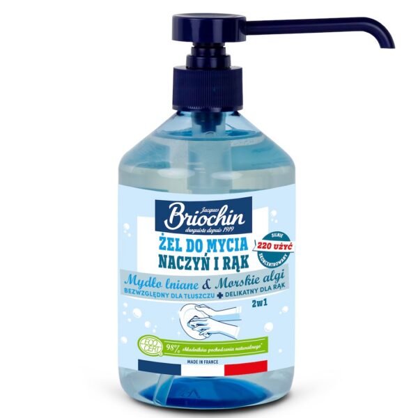 Żel do mycia naczyń i rąk na bazie mydła lnianego i alg morskich ECO 500 ml — Briochin