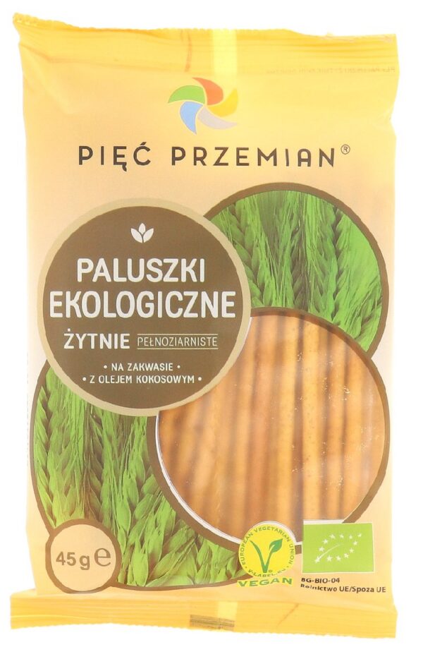Paluszki żytnie pełnoziarniste BIO 45 g — Pięć Przemian