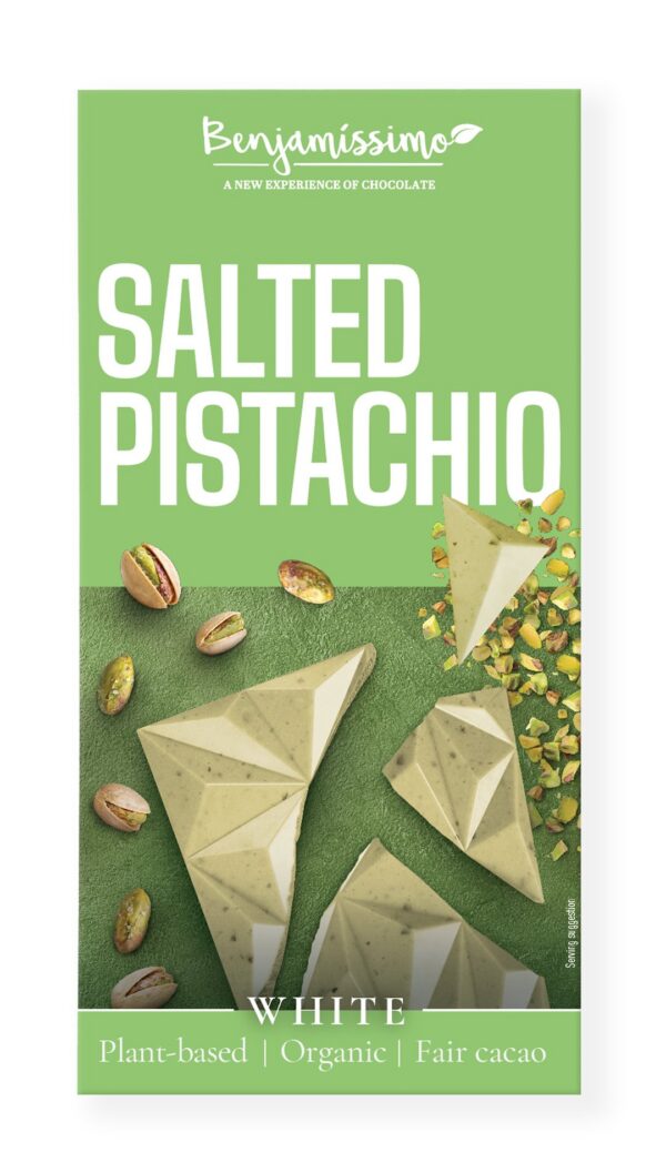 Tabliczka kakaowa pistacje-sól himalajska bezglutenowa BIO 60 g — Benjamissimo