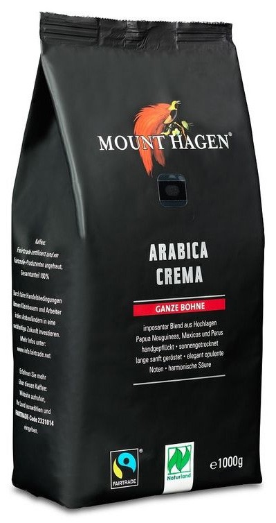 Kawa ziarnista arabica 100 % Crema Fair Trade BIO 1 kg — Mount Hagen