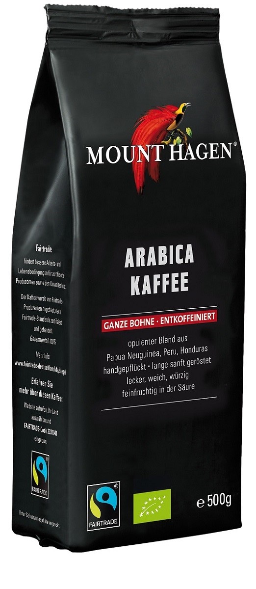 Kawa ziarnista bezkofeinowa arabica 100 % Fair Trade BIO 500 g — Mount Hagen