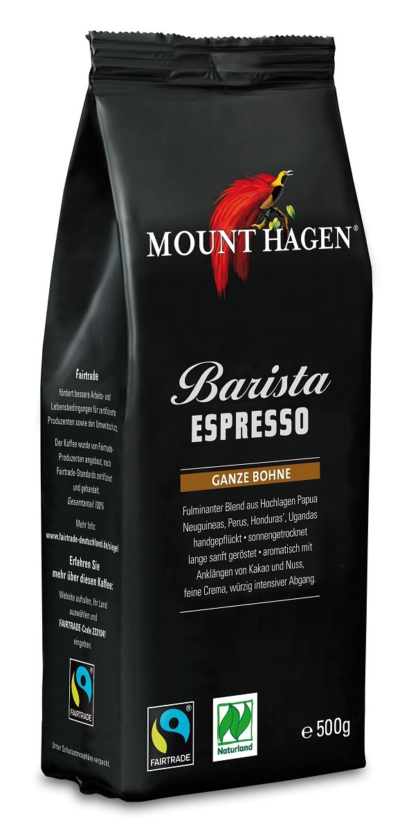 Kawa ziarnista arabica/robusta barista espresso Fair Trade BIO 500 g — Mount Hagen