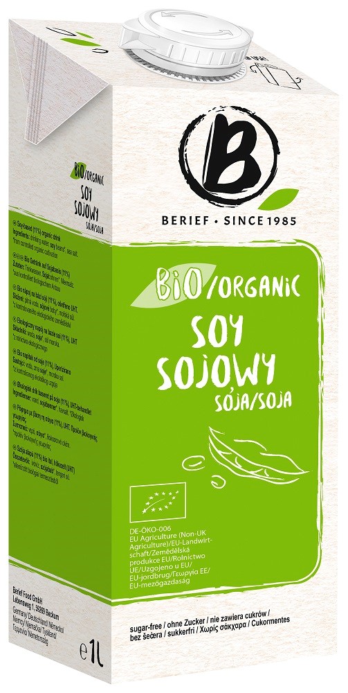 Napój sojowy naturalny bez cukru bezglutenowy BIO 1 L — Berief