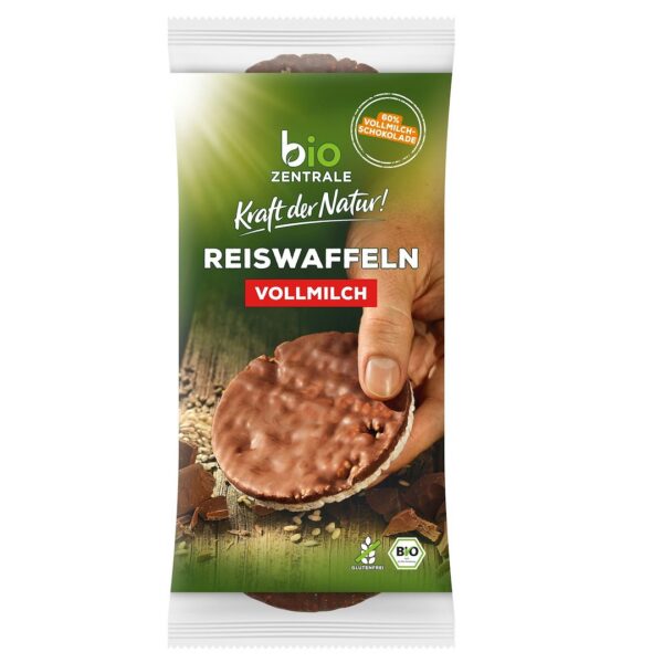 Wafle ryżowe oblane czekoladą mleczną bezglutenowe BIO 100 g — Bio Zentrale