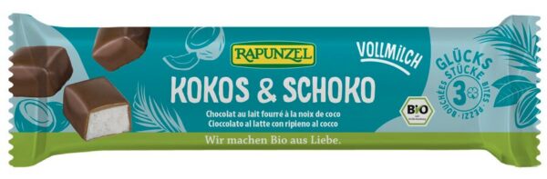 Batoniki kokosowe w czekoladzie mlecznej BIO 50 g — Rapunzel