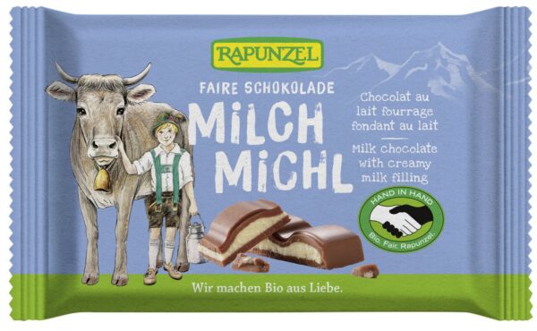 Czekolada mleczna z nadzieniem mlecznym dla dzieci BIO 100 g — Rapunzel