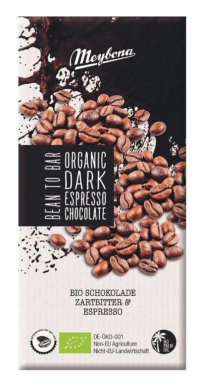 Czekolada gorzka z kruszonymi ziarnami kawy espresso BIO 100 g — Meybona