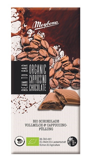 Czekolada mleczna z nadzieniem o smaku cappuccino BIO 100 g — Meybona