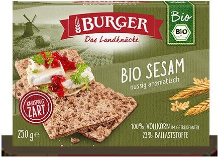 Pieczywo chrupkie błonnikowe żytnie razowe z sezamem BIO 250 g — Burger