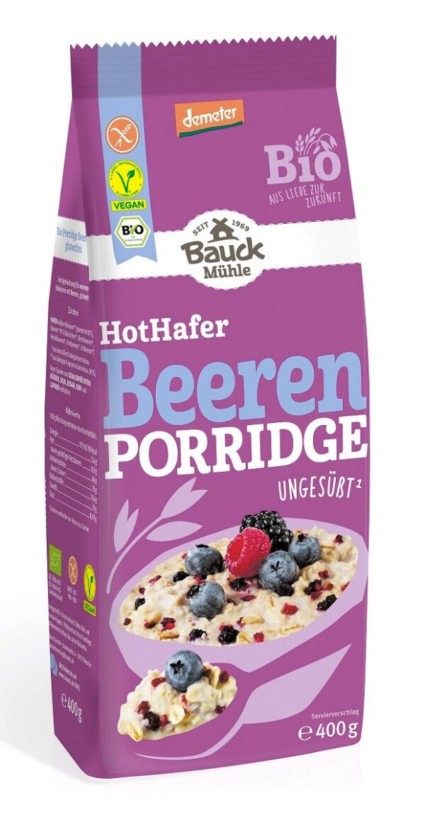 Owsianka z owocami leśnymi bez dodatku cukrów bezglutenowa Demeter BIO 400 g — Bauck Muhle