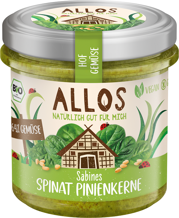 Pasta warzywna ze szpinakiem i orzeszkami piniowymi bezglutenowa BIO 135 g — Allos