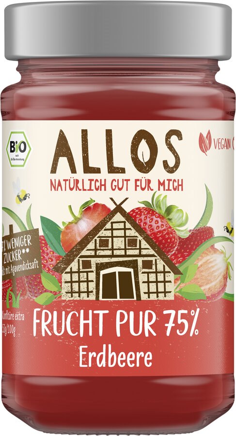Mus truskawkowy (75 % owoców) bezglutenowy BIO 250 g — Allos