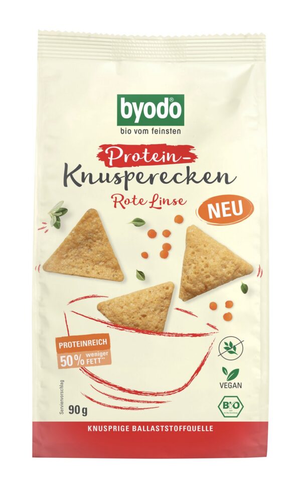 Chrupki proteinowe z soczewicy solone bezglutenowe BIO 90 g — Byodo