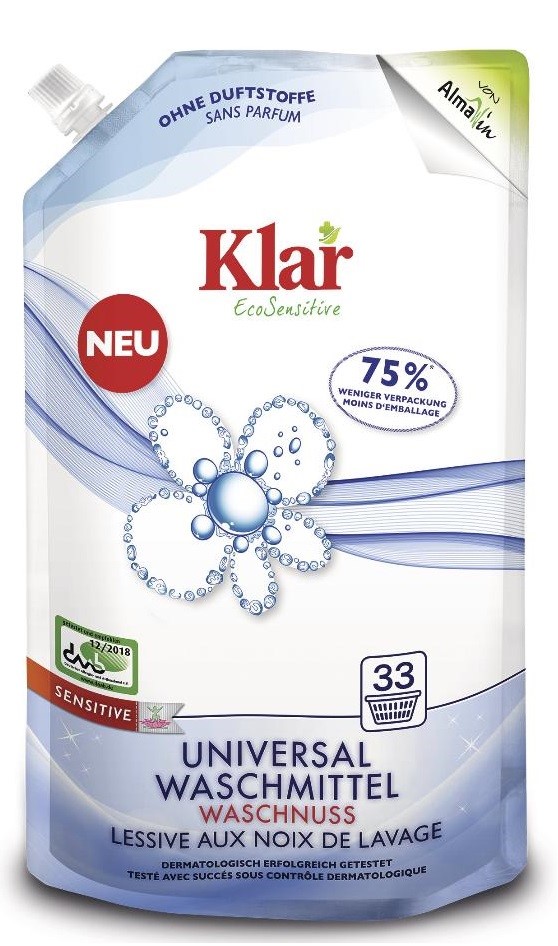 Płyn do prania z orzechów mydlanych uniwersalny Sensitive ECO 1,5 L (33 prania) — Klar