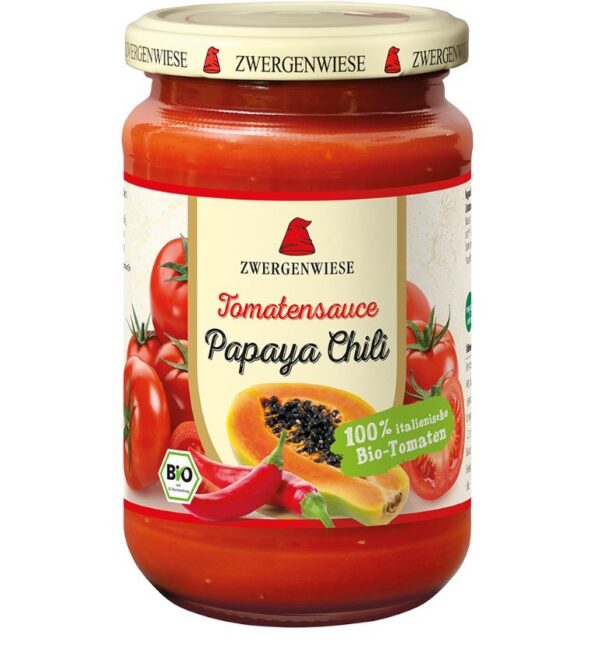Sos pomidorowy papaya-chili (pikantny) bezglutenowy BIO 340 ml — Zwergenwiese