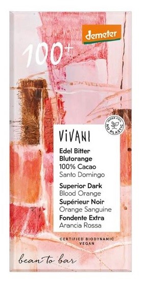 Tabliczka kakaowa o smaku czerwonej pomarańczy Demeter BIO 90 g — Vivani