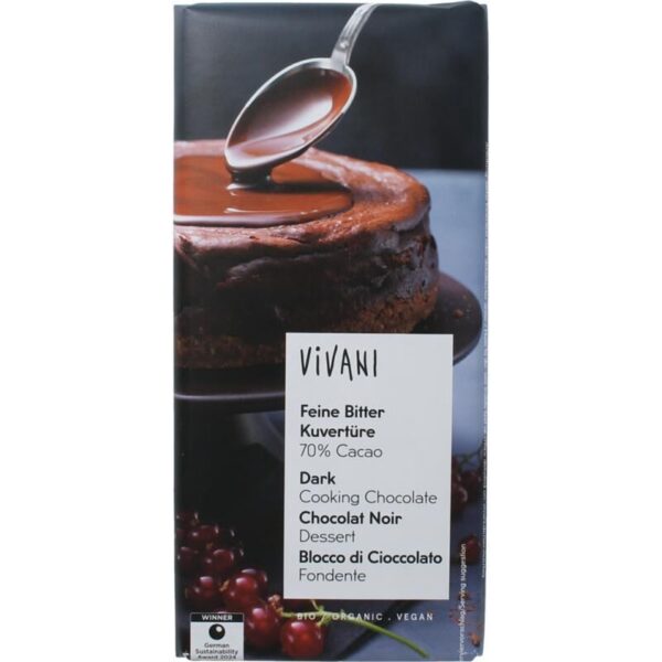 Czekolada kuwertura gorzka do gotowania wegańska BIO 150 g — Vivani
