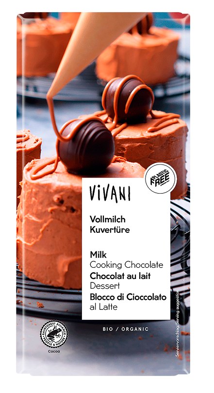 Czekolada kuwertura mleczna do gotowania BIO 150 g — Vivani