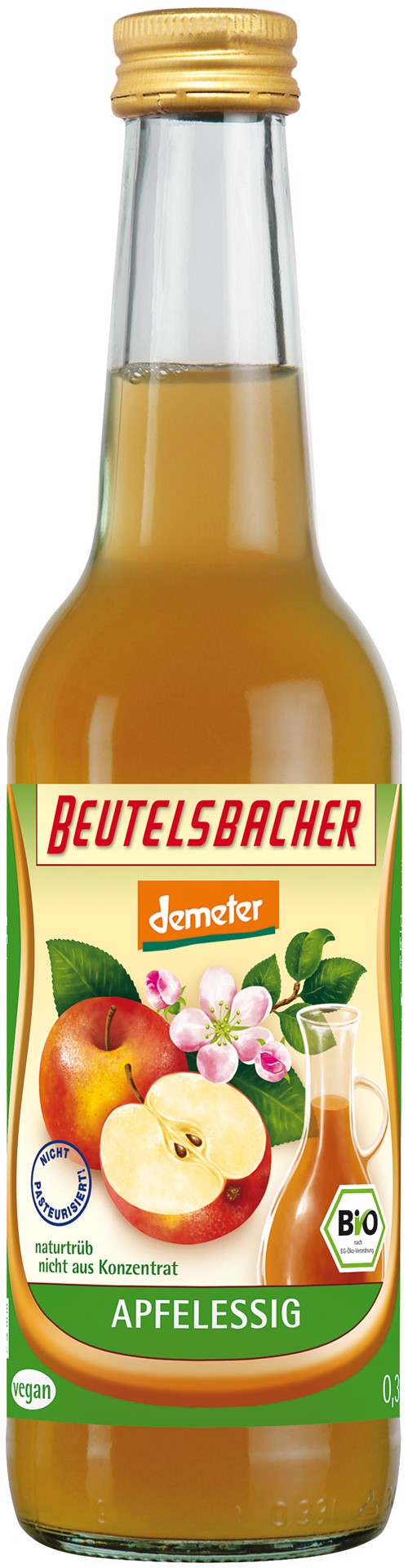 Ocet jabłkowy 5 % niefiltrowany Demeter BIO 330 ml — Beutelsbacher