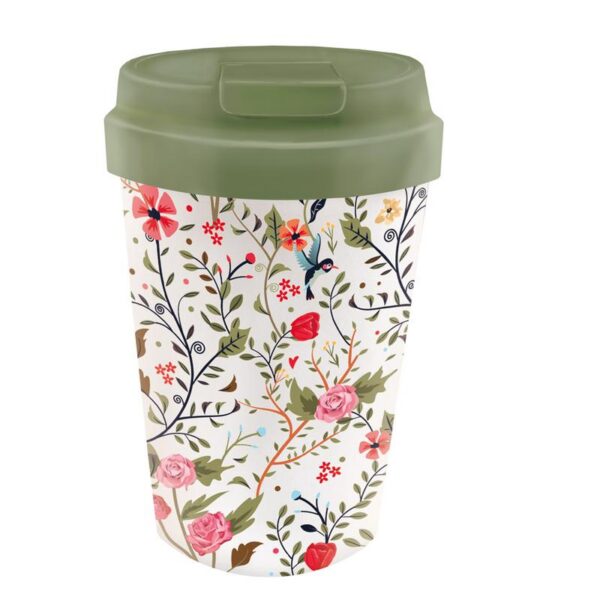 Kubek podróżny ptaki i kwiaty 350 ml — Chic-mic