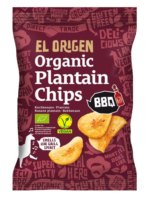 Chipsy z plantana BBQ bezglutenowe BIO 80 g — El Origen