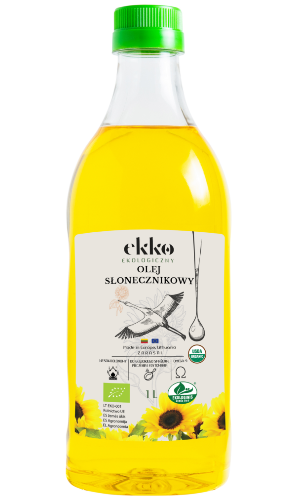 Olej słonecznikowy do gotowania i smażenia tłoczony na zimno BIO 1 L — Ekko