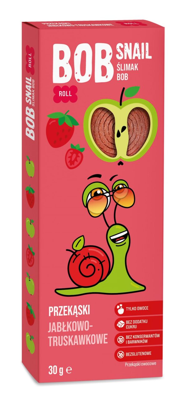 Przekąska roll jabłko-truskawka bez dodatku cukrów bezglutenowa 30 g — Bob Snail
