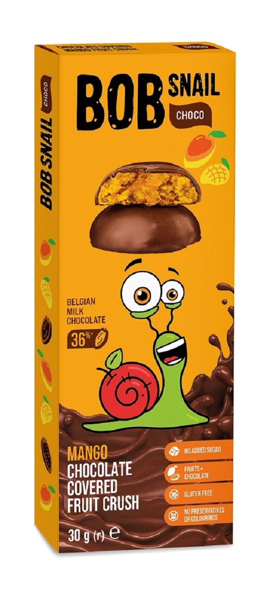Przekąska choco mango w czekoladzie mlecznej belgijskiej bez dodatku cukrów bezglutenowa 30 g — Bob Snail