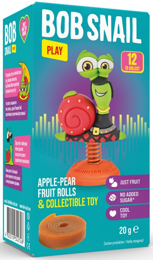 Przekąska roll eat & play jabłko-gruszka z zabawką bezglutenowa 20 g — Bob Snail