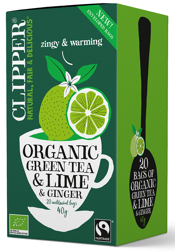 Herbata zielona z limonką i imbirem Fair Trade BIO (20 x 2 g) 40 g — Clipper