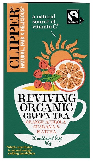 Herbata zielona z acerolą, guaraną i matchą "ożywienie" Fair Trade BIO (20 x 2 g) 40 g — Clipper