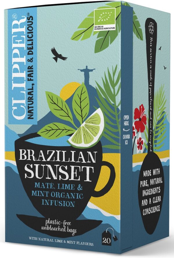 Yerba mate z miętą i limonką (Brazilian Sunset) BIO (20 x 2 g) 40 g — Clipper