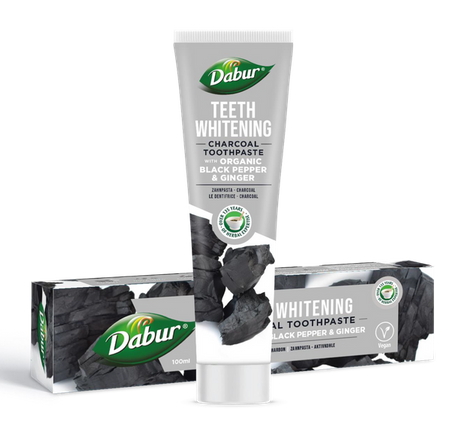 Pasta do zębów wybielająca węglowa z pieprzem i imbirem bez fluoru 100 ml — Dabur