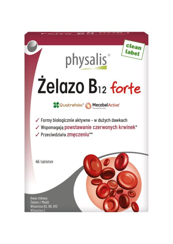 Żelazo + witamina B12 Forte 45 tabletek — Physalis