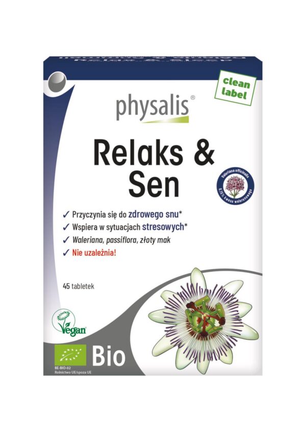 Tabletki z walerianą, passiflorą i złotym makiem BIO 45 szt. — Physalis