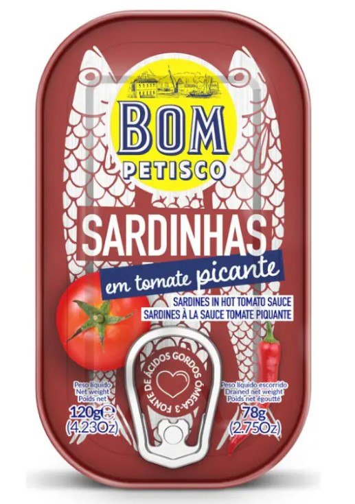 Sardynki portugalskie w pikantnym sosie pomidorowym 120 g — Bom Petisco
