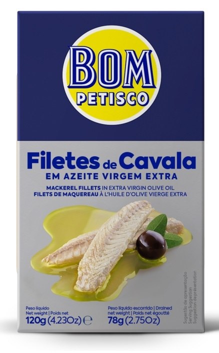 Makrela filety w oliwie z oliwek extra virgin 120 g — Bom Petisco