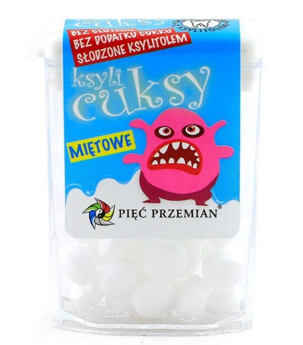 Cukierki z ksylitolu Ksylicuksy o smaku miętowym bezglutenowe 13 g — Pięć Przemian