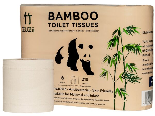 Papier toaletowy bambusowy 3-warstwowy 6 rolek — Zuzii