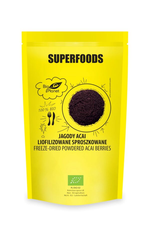 Jagody acai liofilizowane sproszkowane BIO 100 g — Bio Planet