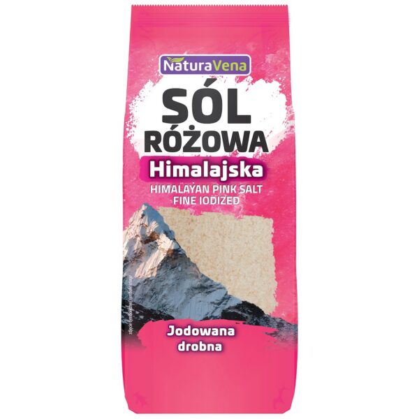 Sól himalajska różowa drobno mielona jodowana 500 g — Naturavena