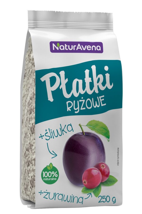 Płatki ryżowe błyskawiczne z żurawiną i śliwką 250 g — Naturavena