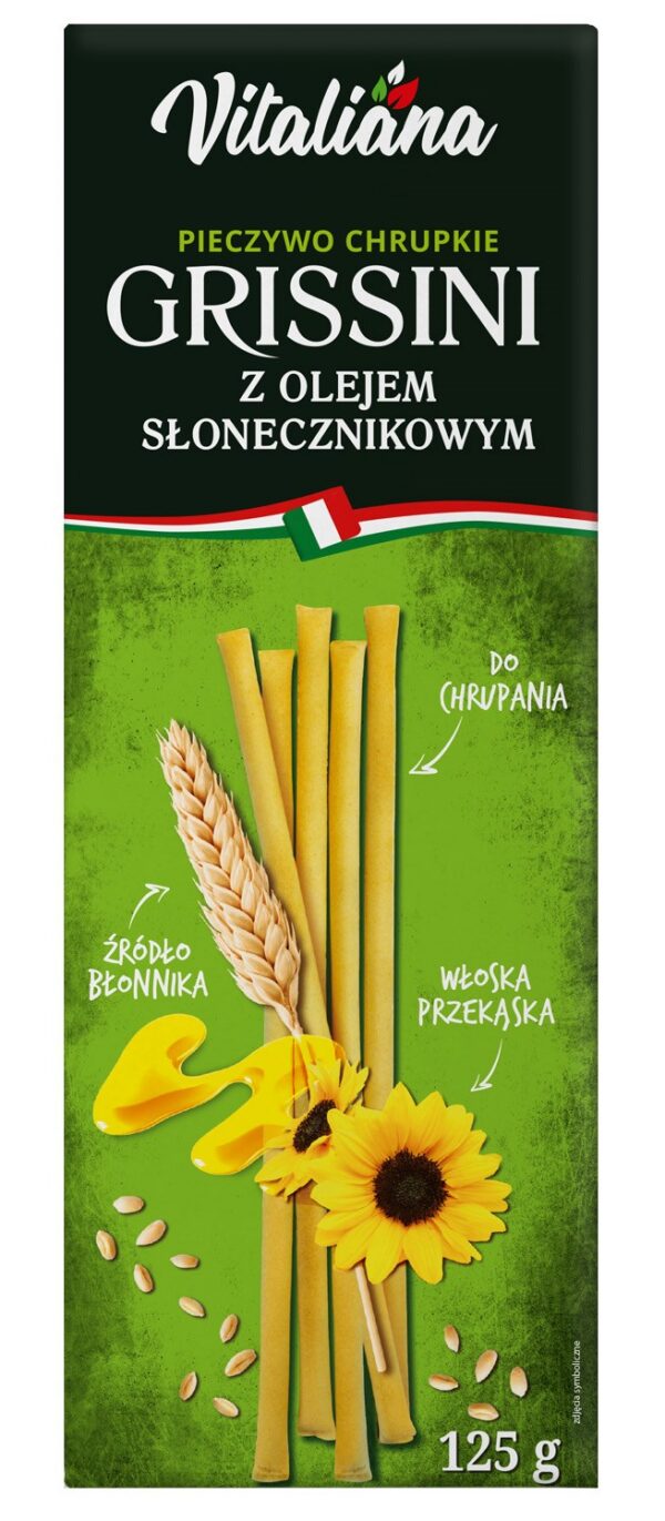 Paluszki grissini z olejem słonecznikowym 125 g — Vitaliana