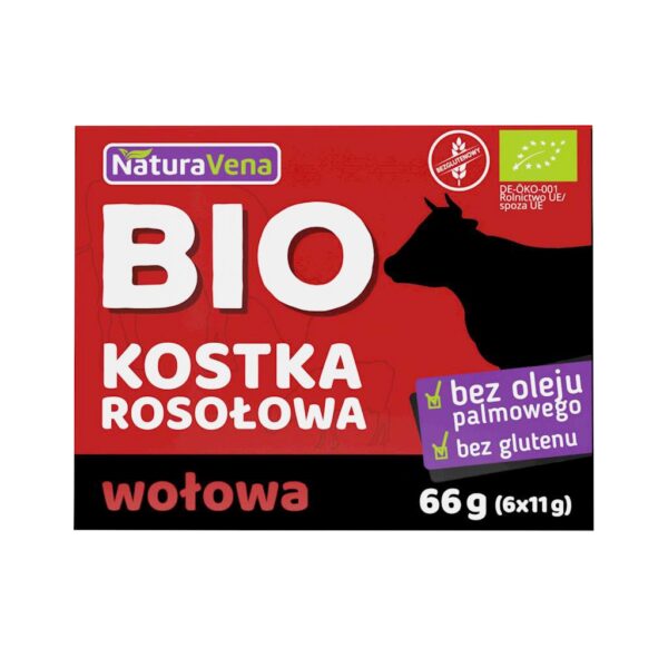 Bulion, kostki wołowe bezglutenowe BIO (6 x 11 g) 66 g — Naturavena
