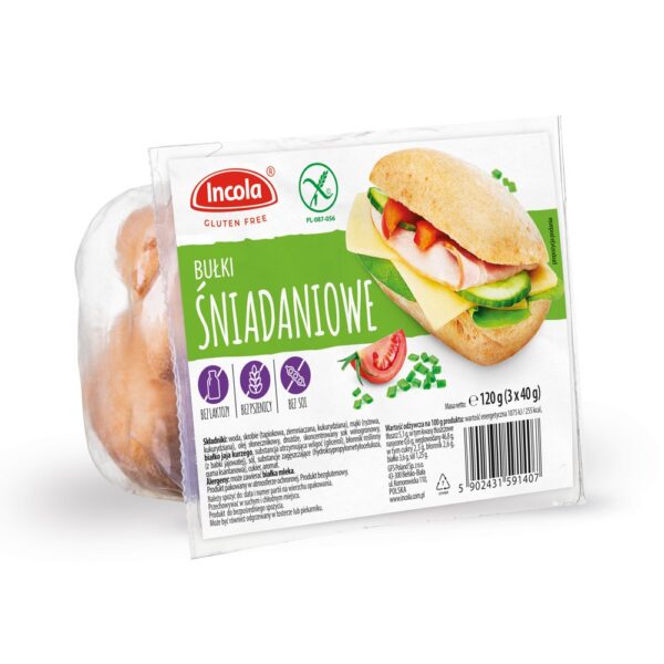 Bułki śniadaniowe bezglutenowe (3 szt.) 120 g — Incola