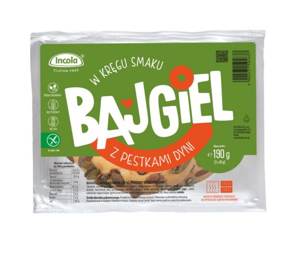 Bajgle z pestkami dyni bezglutenowe (2 szt.) 190 g — Incola