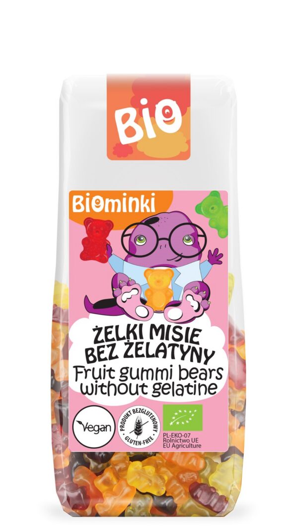 Żelki misie bez żelatyny bezglutenowe BIO 100 g — Biominki