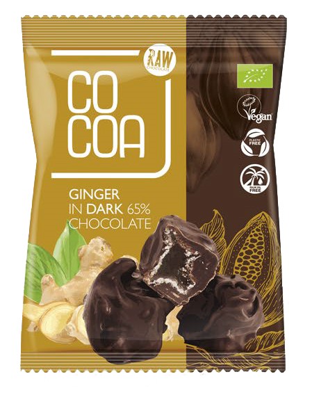 Imbir kandyzowany w czekoladzie ciemnej 65 % BIO 70 g — Cocoa