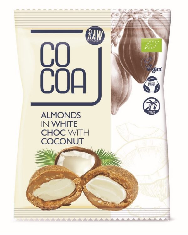 Migdały w białej polewie kokosowej BIO 70 g — Cocoa