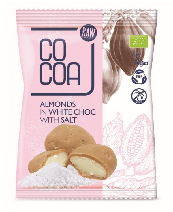 Migdały w białej polewie z solą BIO 70 g — Cocoa
